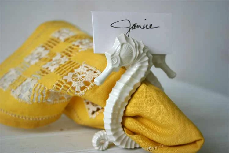 Seahorse Porcelain Napkin Rings - Set of 2 photo 2
