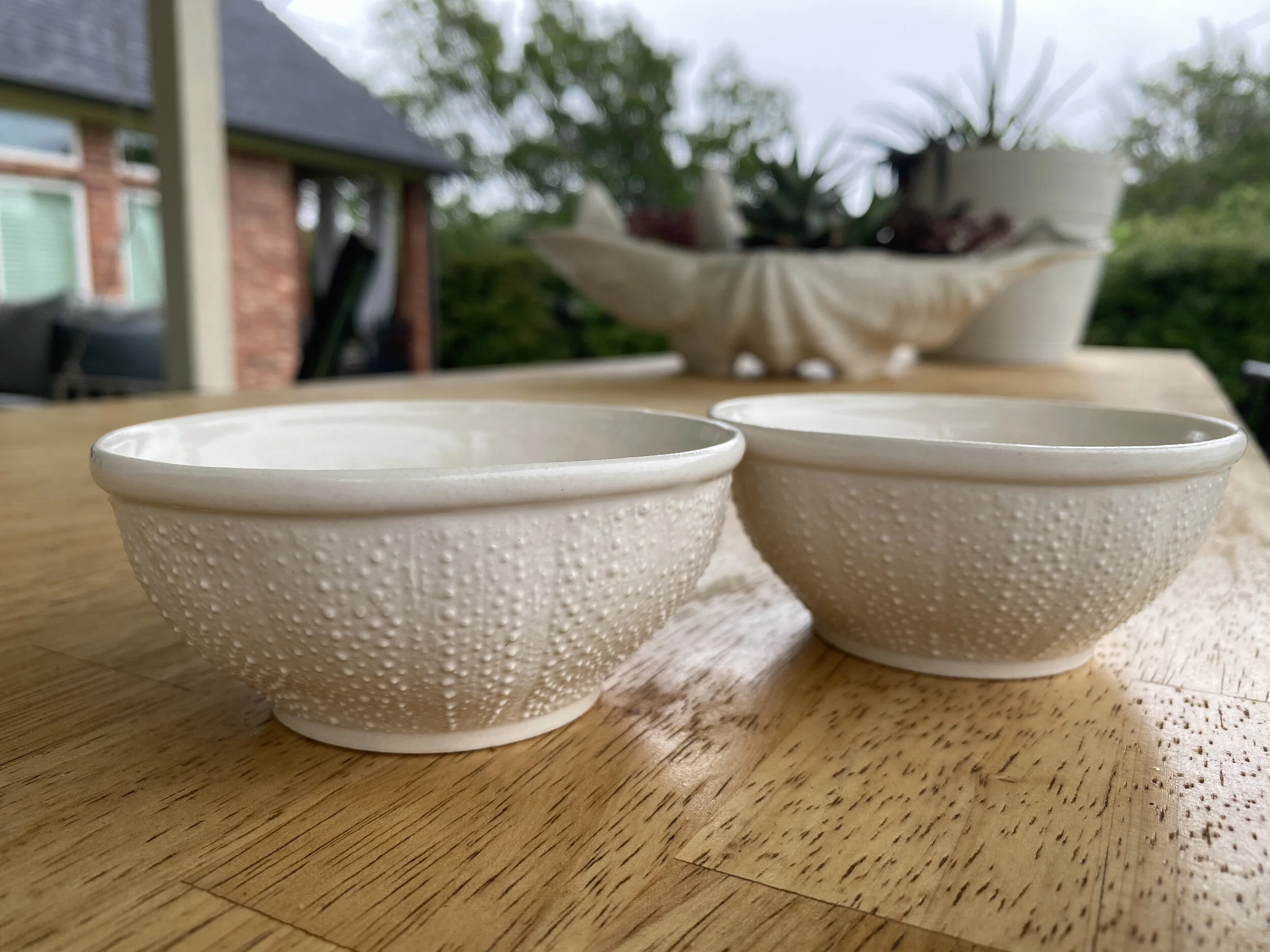 Sea Urchin Bowls - 6 oz Set of 2 Porcelain Bowls