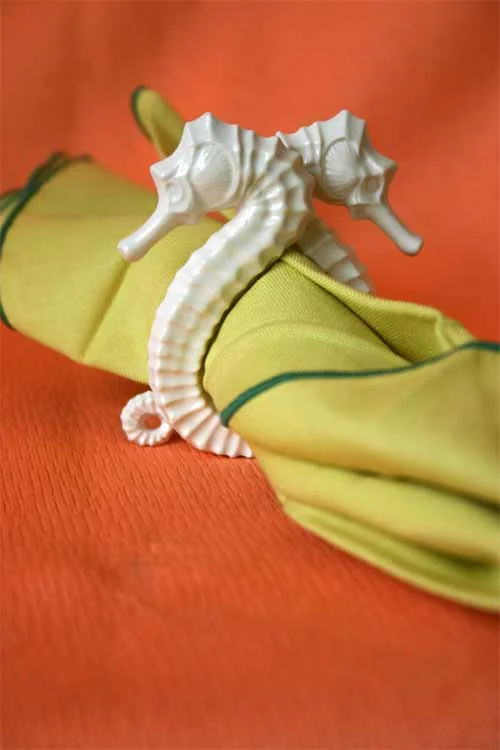 Seahorse Porcelain Napkin Rings - Set of 2 photo 4