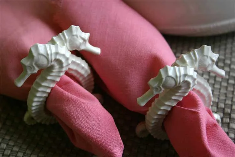 Seahorse Porcelain Napkin Rings - Set of 2 photo 5
