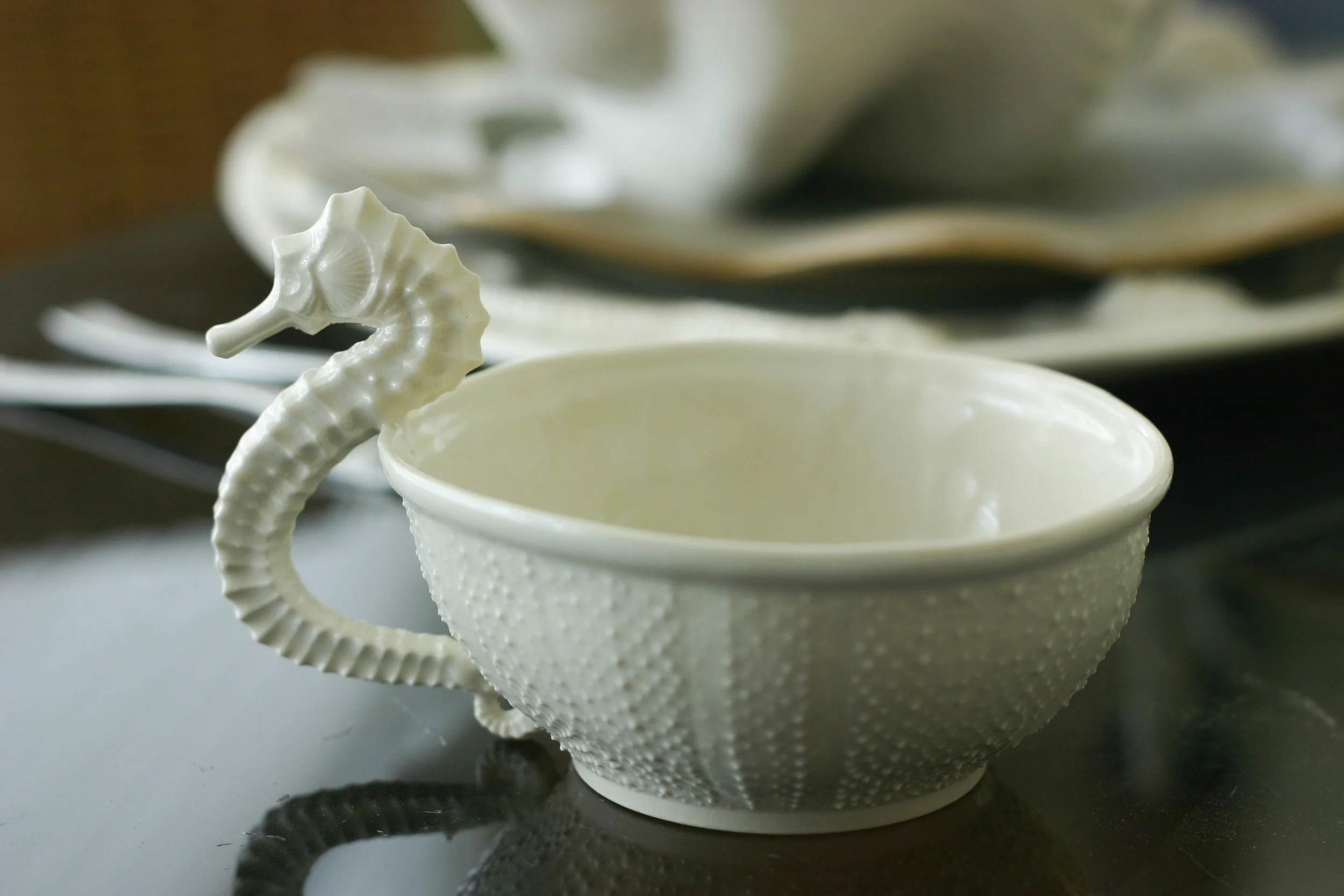 Porcelain Teacup - Sea Urchin & Seahorse