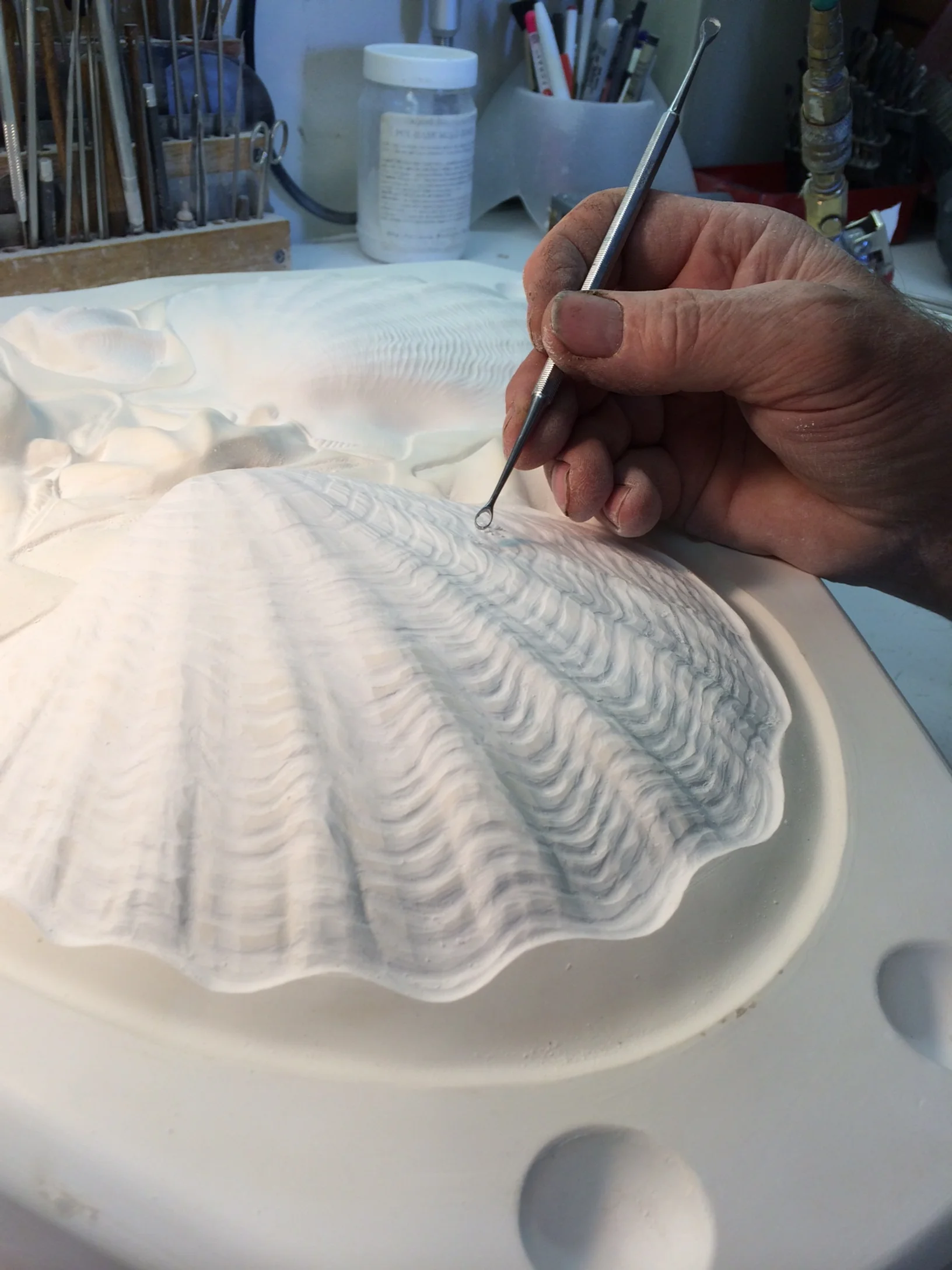 Scallop Shell Three Section Porcelain Serving Platter photo 4