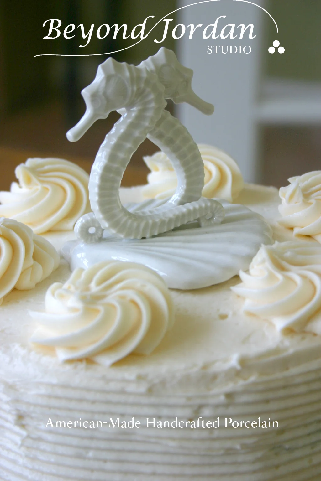 Porcelain Seahorse Cake Topper